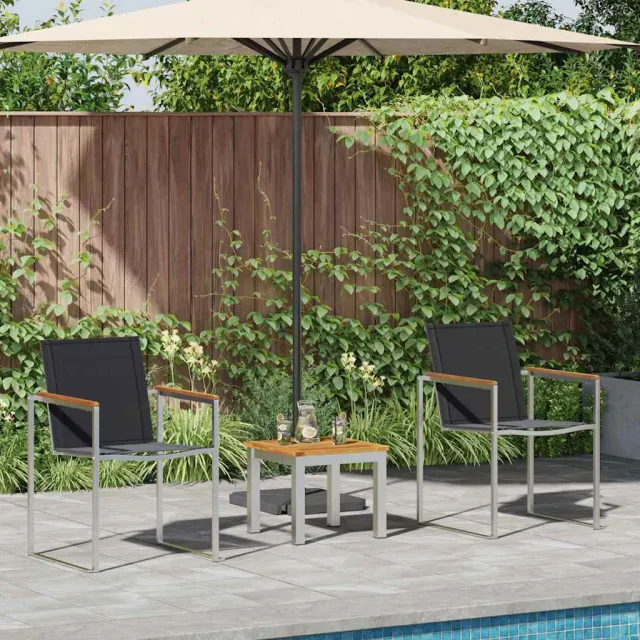 vidaXL Tuin eettafelset 3 st Bruin en zwart, foto 2