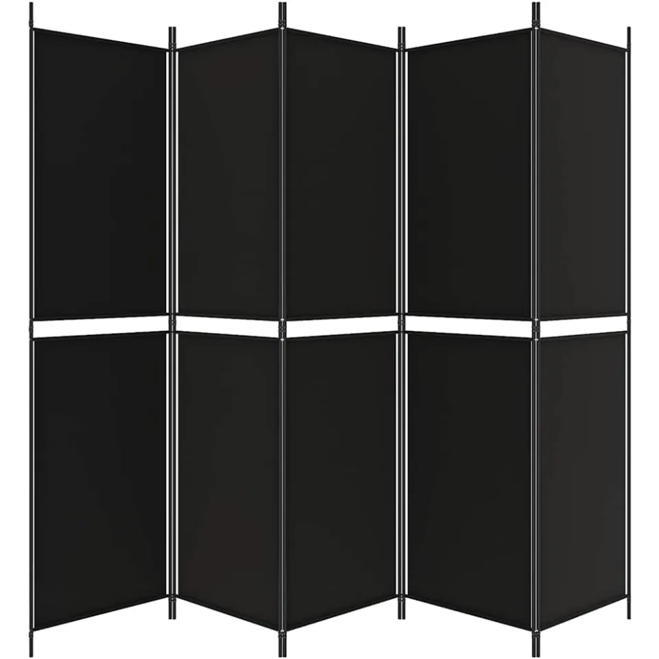 vidaXL Kamerscherm met 5 panelen 250x200 cm stof zwart, foto 4