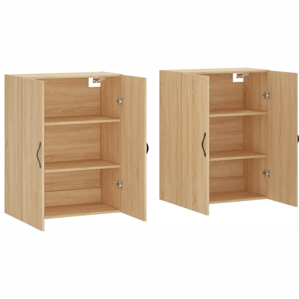 vidaXL Hangkasten 2 st bewerkt hout sonoma eikenkleurig Bruin