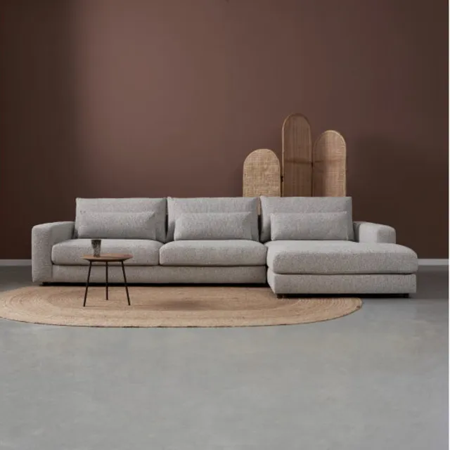 PEPP Interiors COMO hoekbank met rechte chaise longue rechts - chenille Silencio 19 donker beige - 332x167x85 cm
