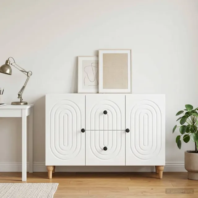 vidaXL TV-kast met lade Wit 89 x 34,5 x 60 cm Bewerkt hout, foto 2
