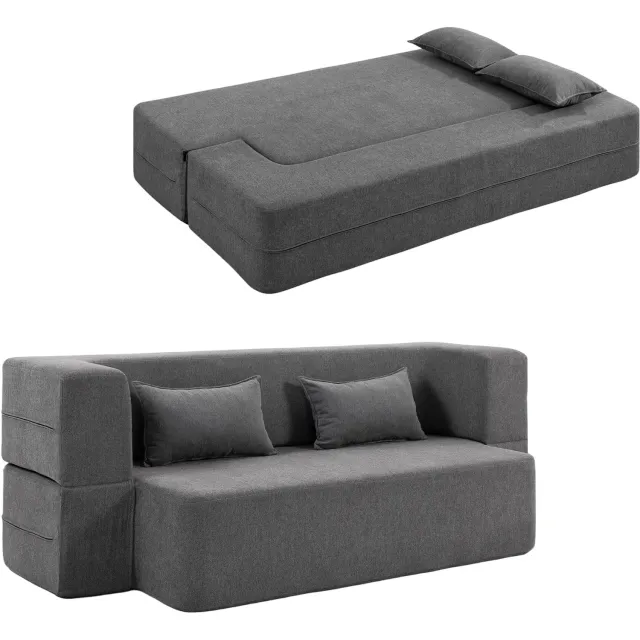 Homcom slaapbank - polyester - 203 × 95 × 75 cm - grijs