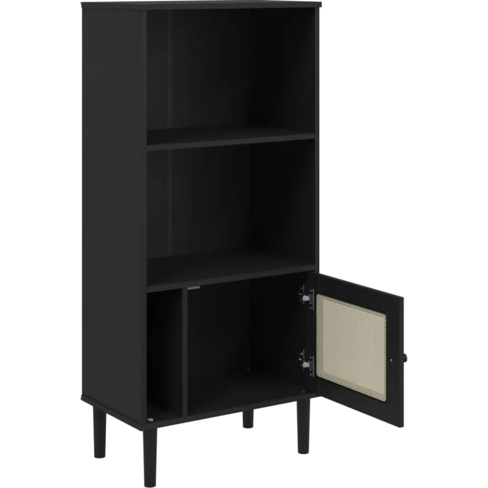 vidaXL Boekenkast SENJA rattan-look 60x35x130 cm grenenhout zwart, foto 4