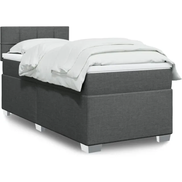 vidaXL Boxspring met matras stof donkergrijs 90x200 cm grijs