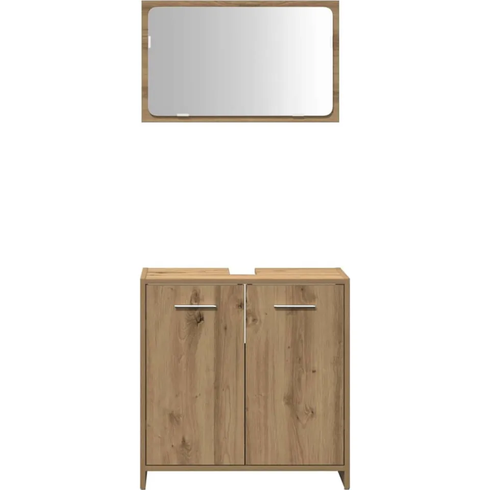 vidaXL Badkamerkast met spiegel bewerkt hout artisanaal eikenkleurig Bruin