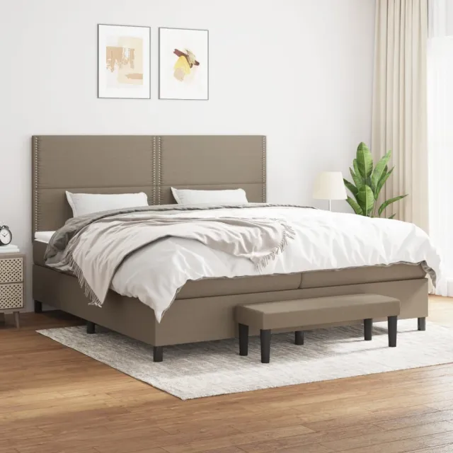 vidaXL Boxspring met matras stof taupe 200x200 cm