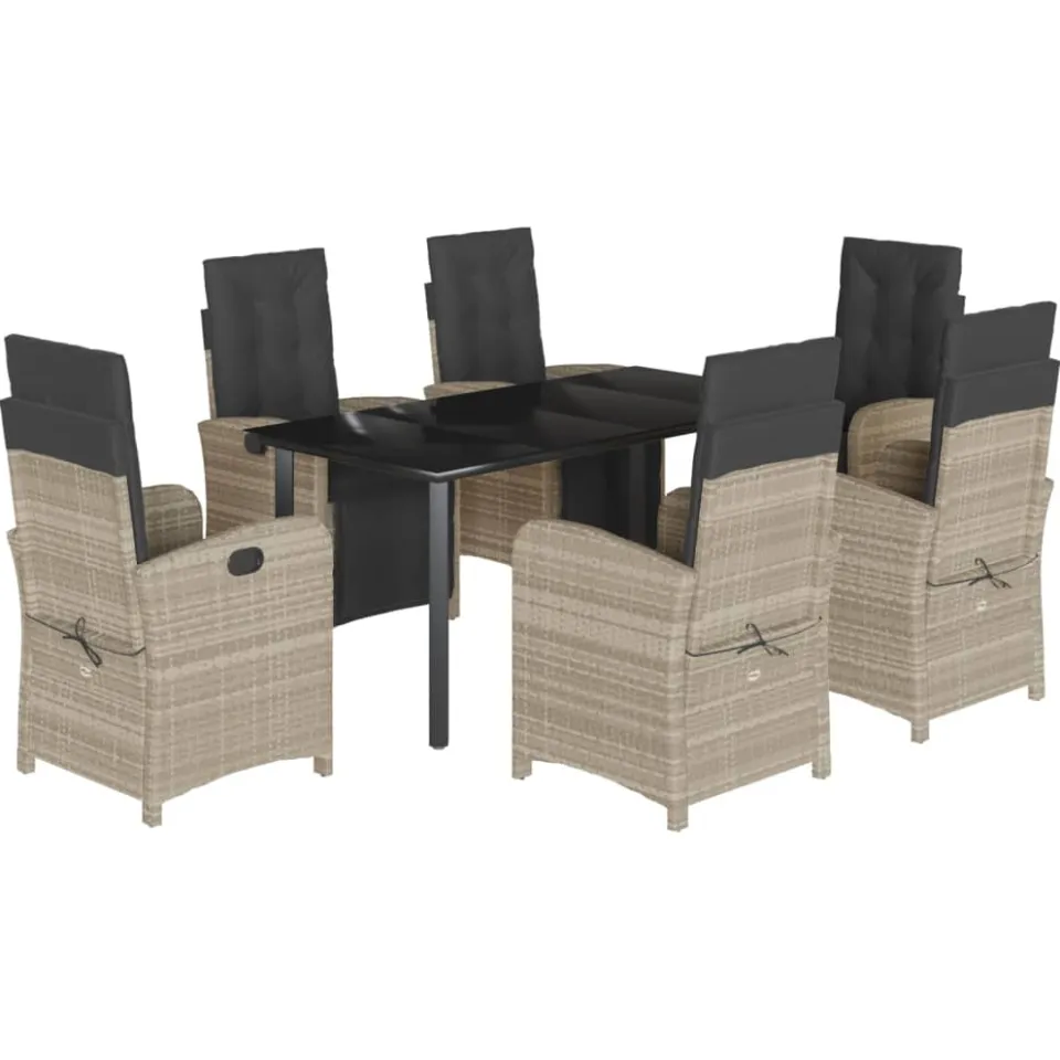 vidaXL 7-delige Tuinset met kussens poly rattan grijs, foto 3