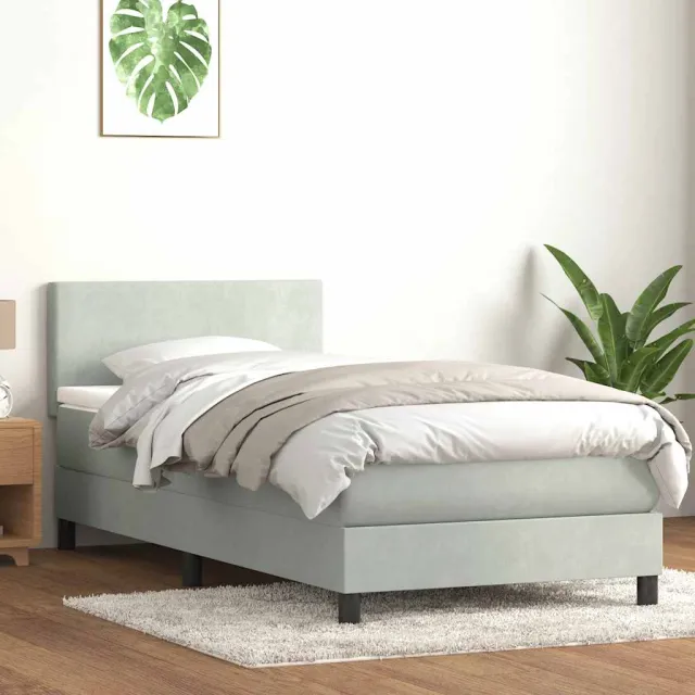 vidaXL Boxspring met matras en LED fluweel lichtgrijs 80x210 cm