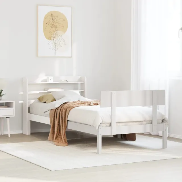 vidaXL Bedframe zonder matras massief grenenhout wit 75x190 cm