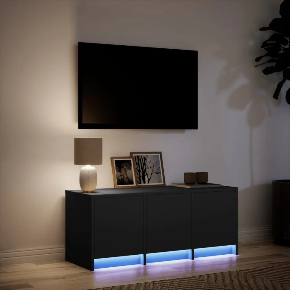 vidaXL Tv-meubel met LED 97x34x40 cm bewerkt hout zwart, foto 4