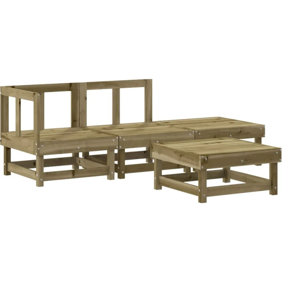 vidaXL 4-delige Loungeset geïmpregneerd grenenhout bruin, foto 3