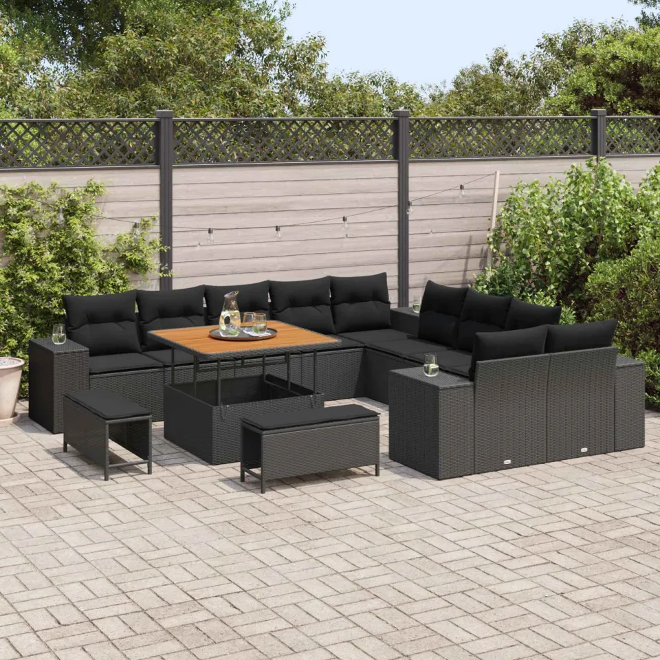 vidaXL Tuin Sofa Set 13 st Zwart poly rattan, foto 3