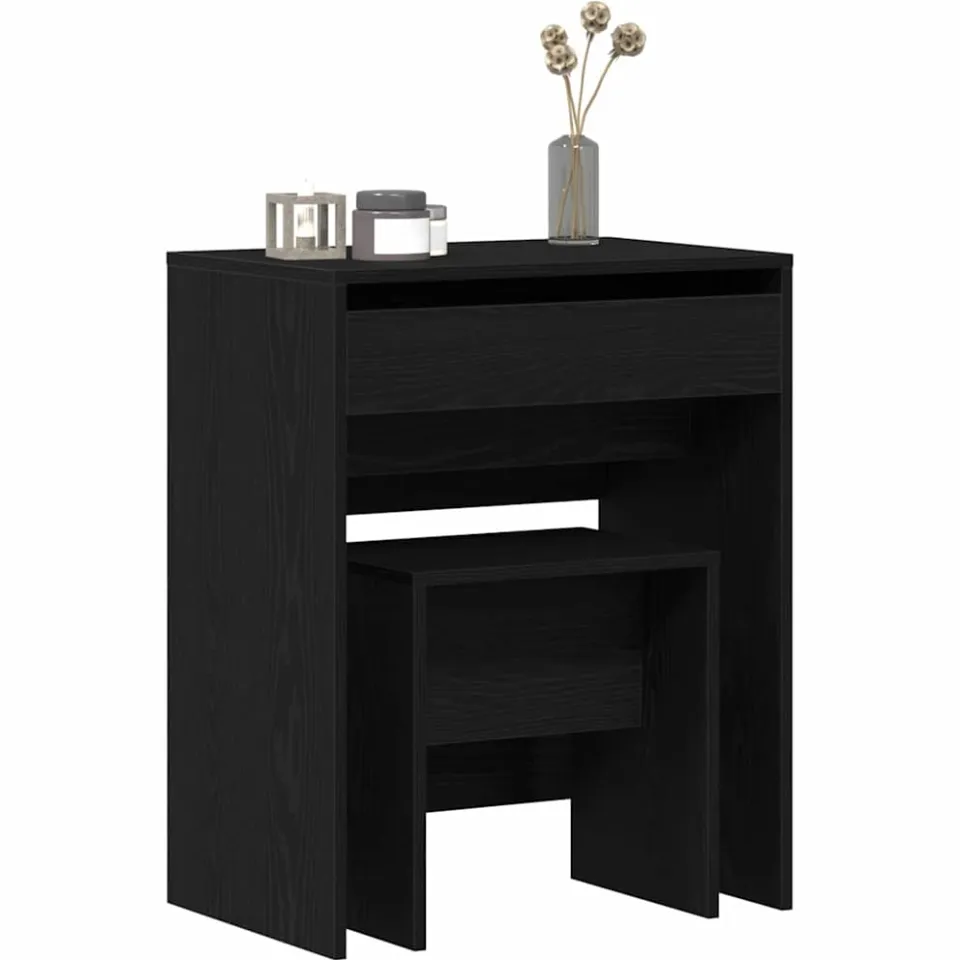 vidaXL Kaptafel 2 st Zwart eiken 60 x 40 x 75 cm Bewerkt hout