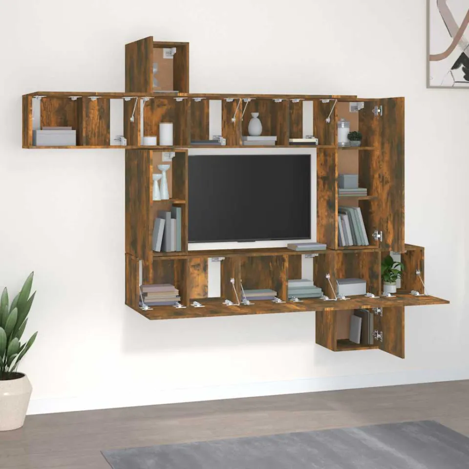 vidaXL 10-delige Tv-meubelset bewerkt hout gerookt eikenkleurig, foto 3