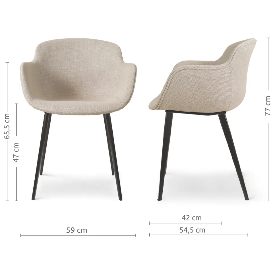 Nolon Elma eetkamerstoel beige met armleuning, foto 3