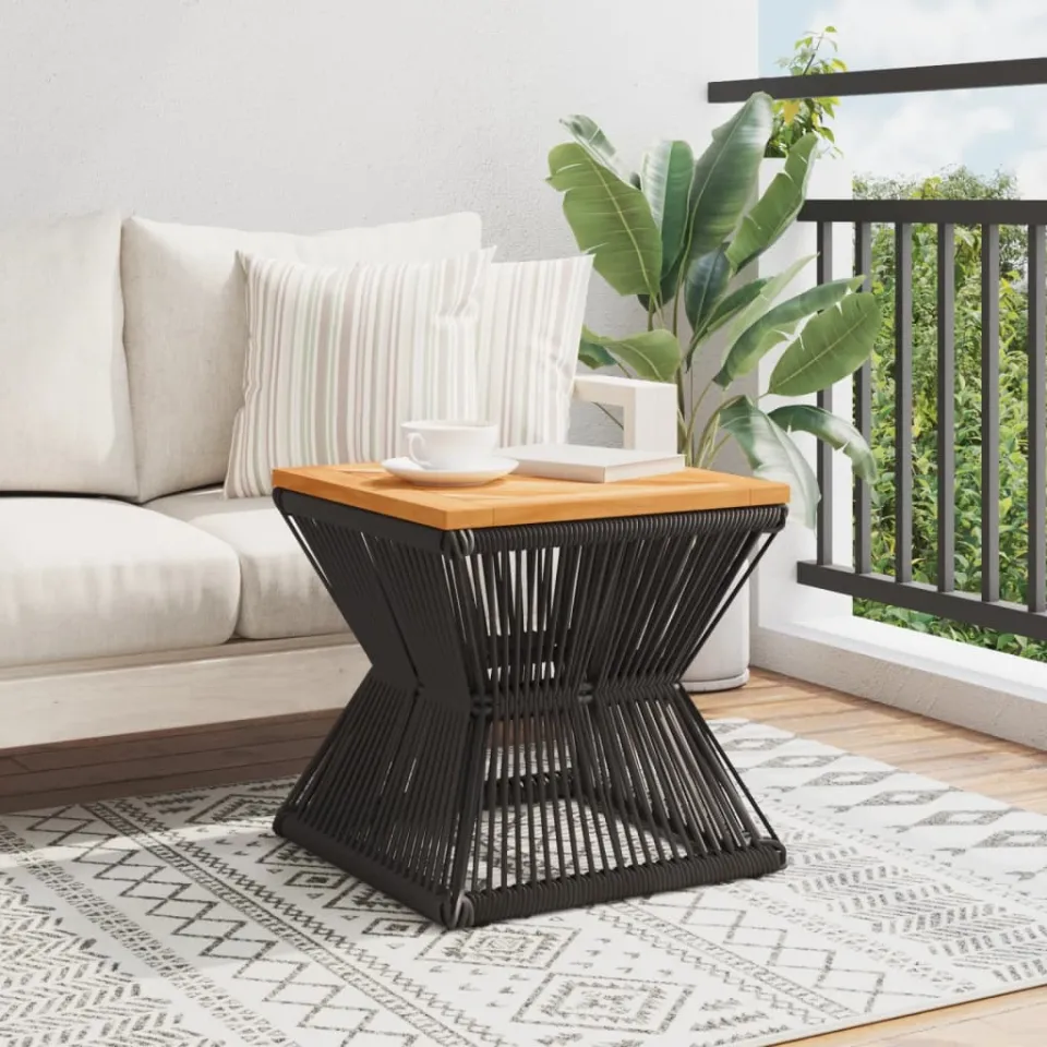 vidaXL Salontafel met draad 38x38x38 cm massief acaciahout bruin, foto 3
