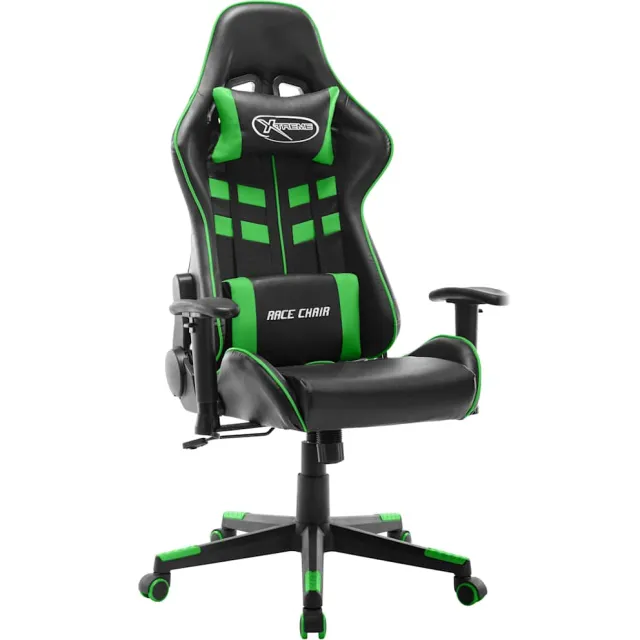 vidaXL Gamestoel kunstleer zwart en groen