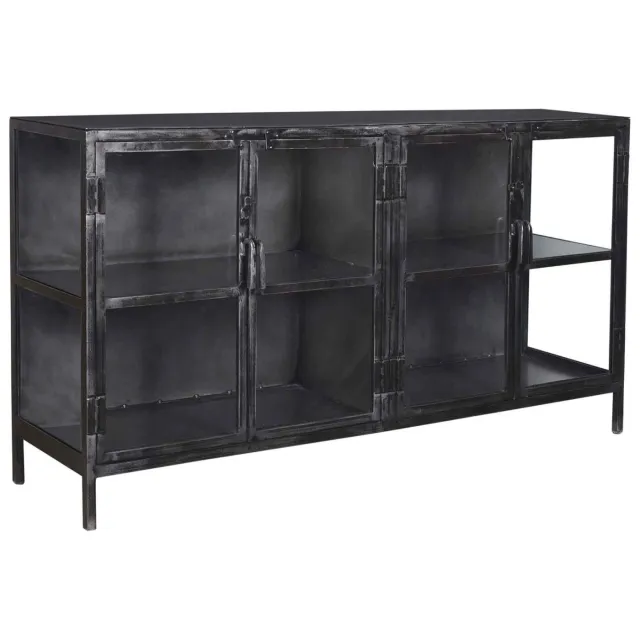 Nest of Nora Dressoir Brann - Metalen frame met glazen deuren - Gunmetal Zwart