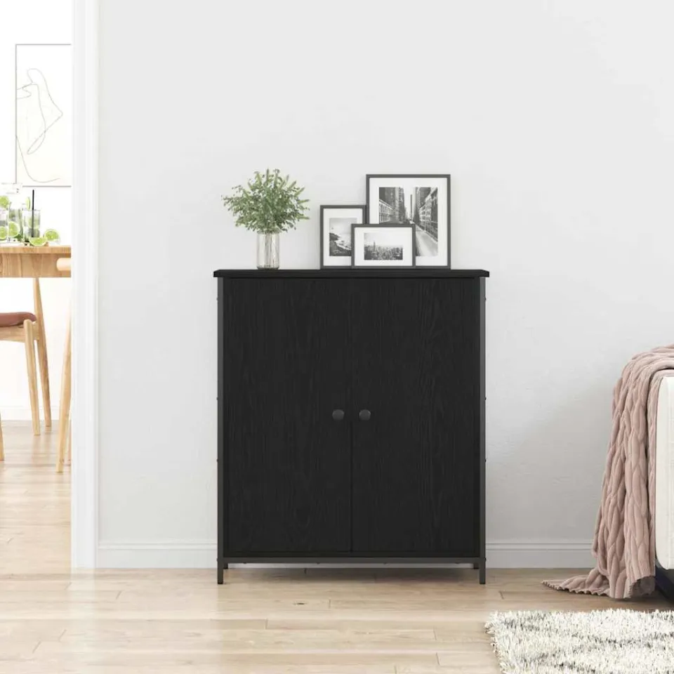 vidaXL Dressoir Zwart Eiken 70 x 30 x 80 cm Bewerkt hout, foto 3