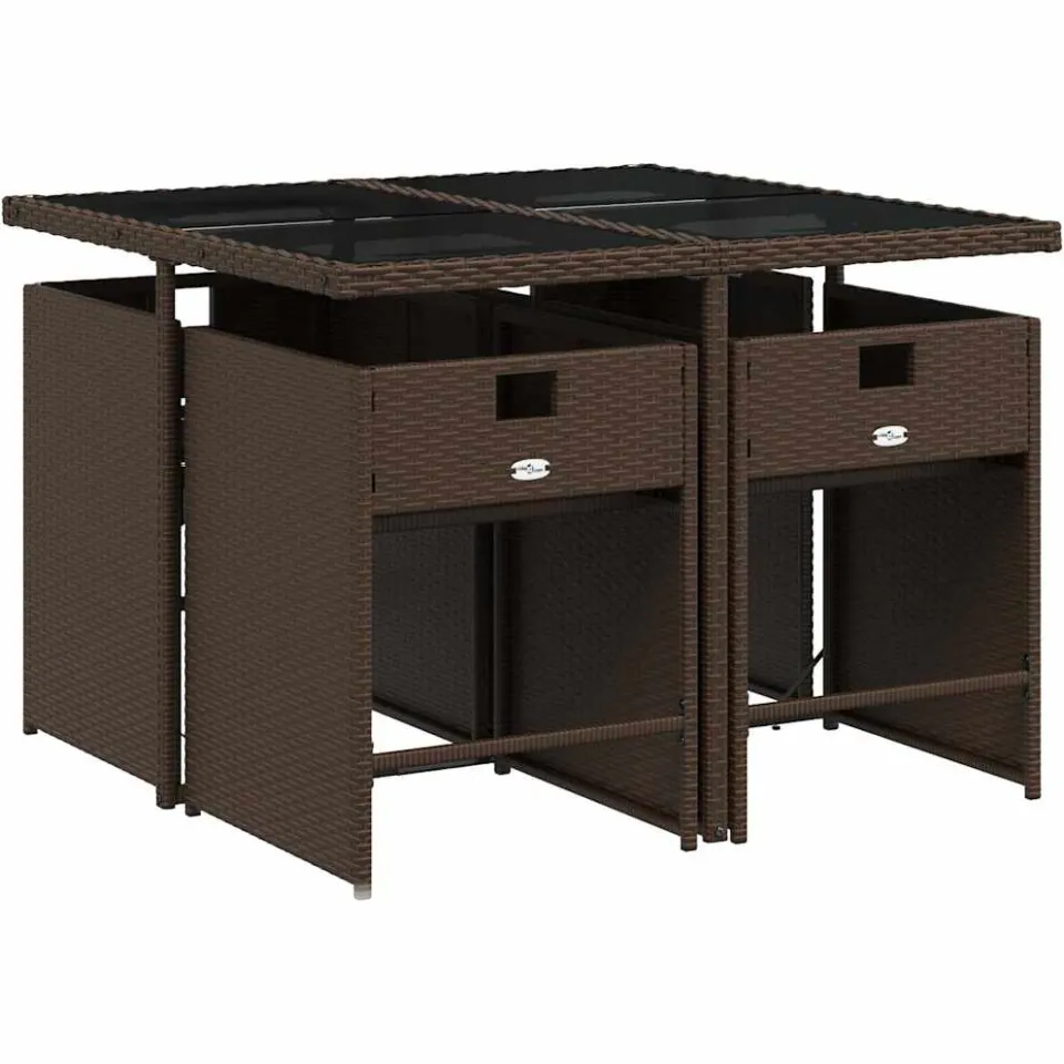 vidaXL 5-delige Tuinset met kussens poly rattan bruin, foto 3