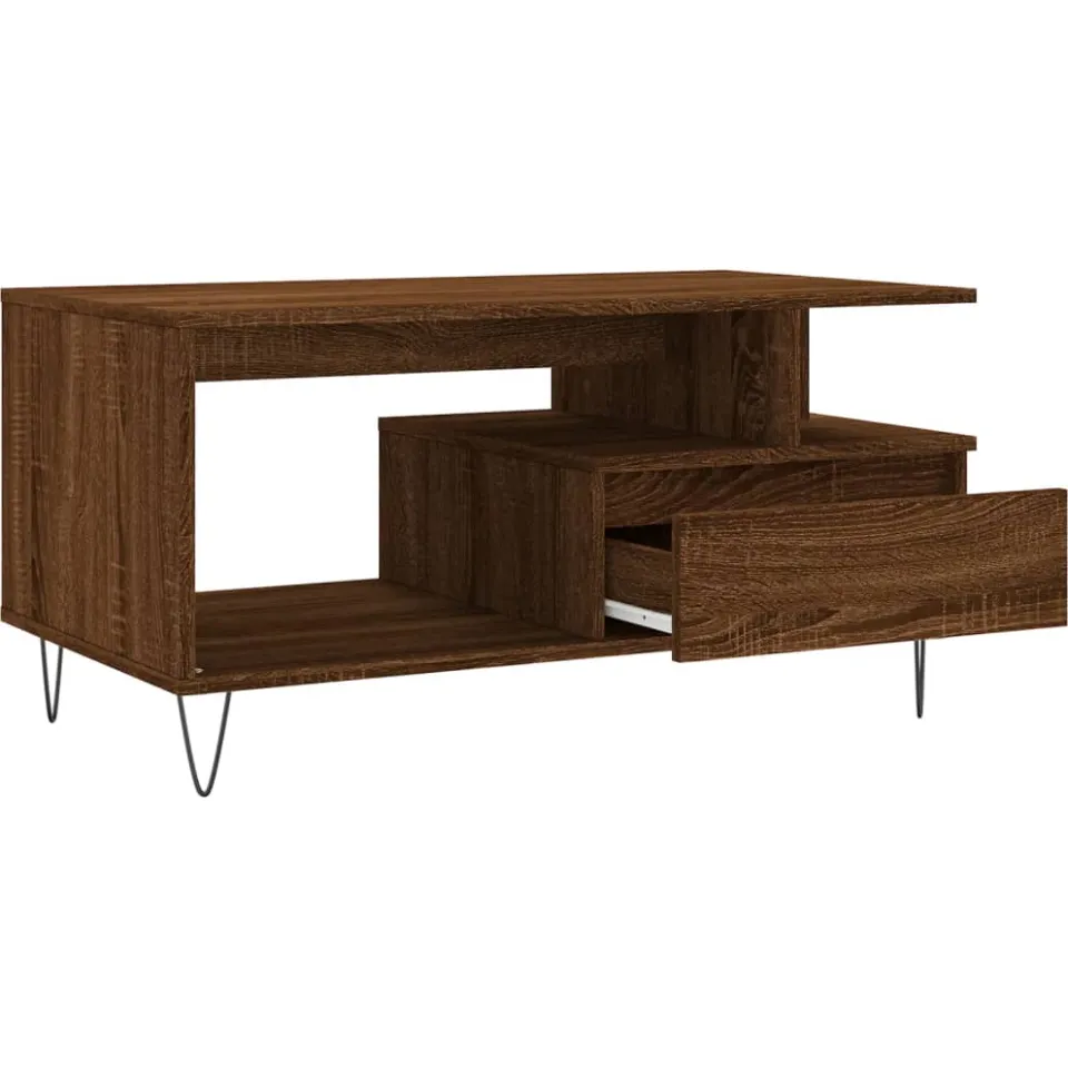 vidaXL Salontafel 90x49x45 cm bewerkt hout bruineiken, foto 4