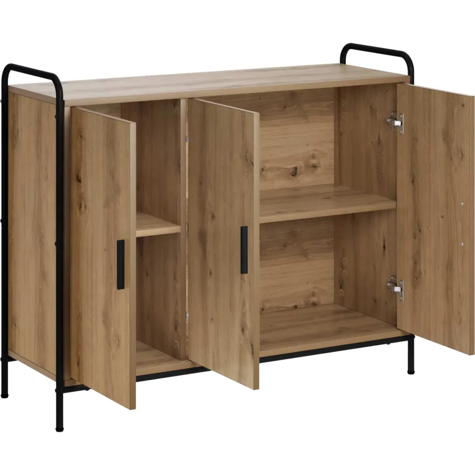 vidaXL Dressoir Artisanaal eiken 97 x 33 x 81 cm Bewerkt hout Bruin