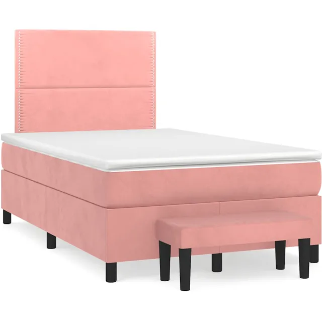 vidaXL Boxspring met matras fluweel roze 120x190 cm