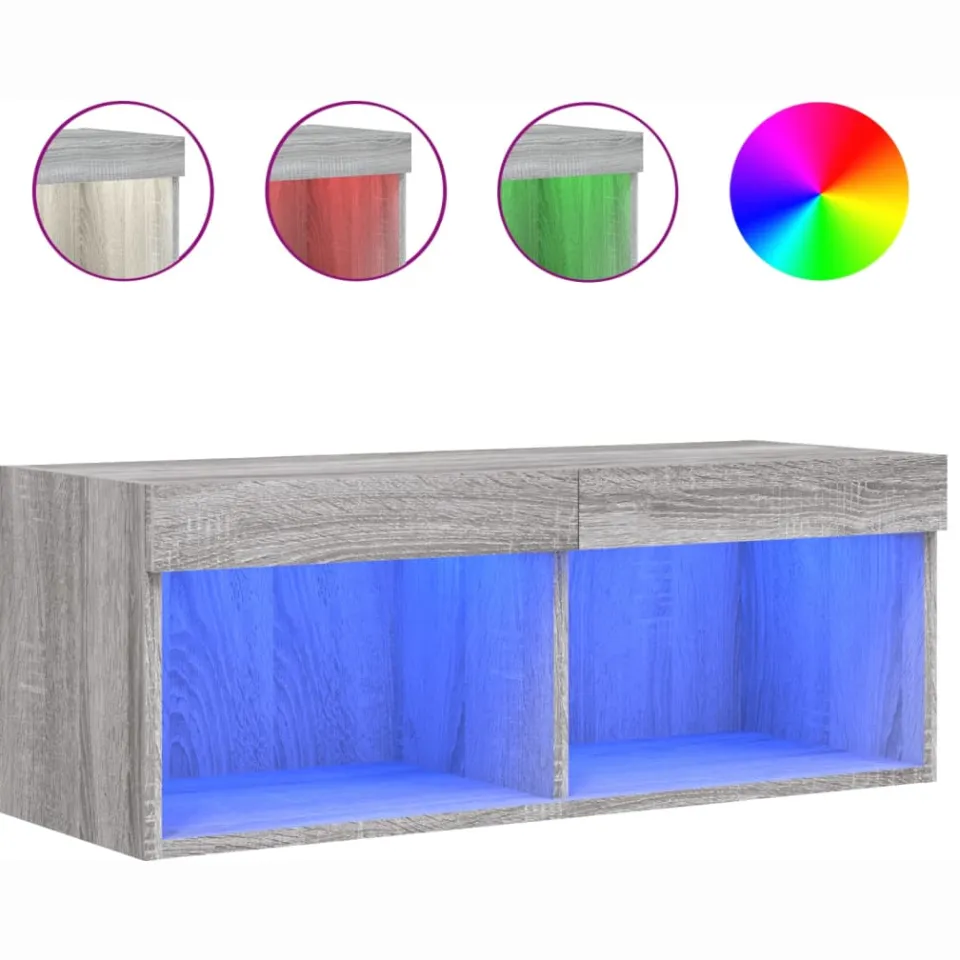vidaXL Tv-meubel met LED-verlichting 80x30x30 cm grijs sonoma eiken, foto 3