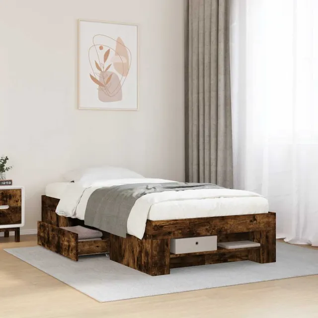 vidaXL Bedframe zonder matras hout gerookt eikenkleurig 90x190 cm Bruin