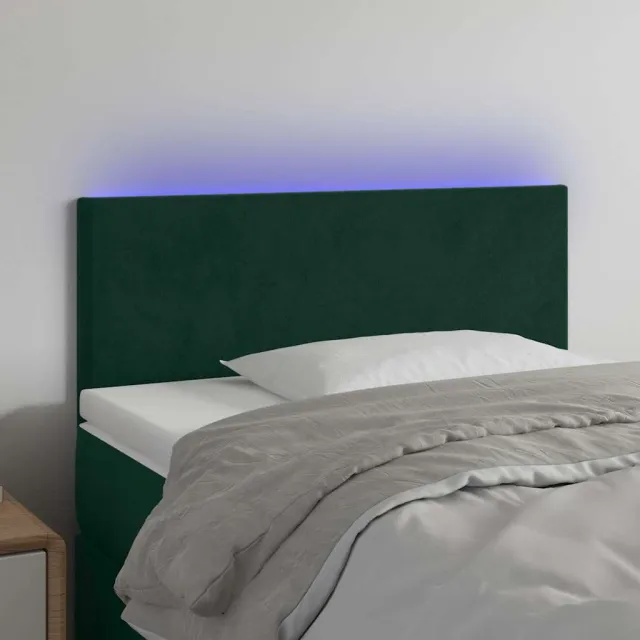 vidaXL Hoofdbord LED 80x5x78/88 cm fluweel donkergroen