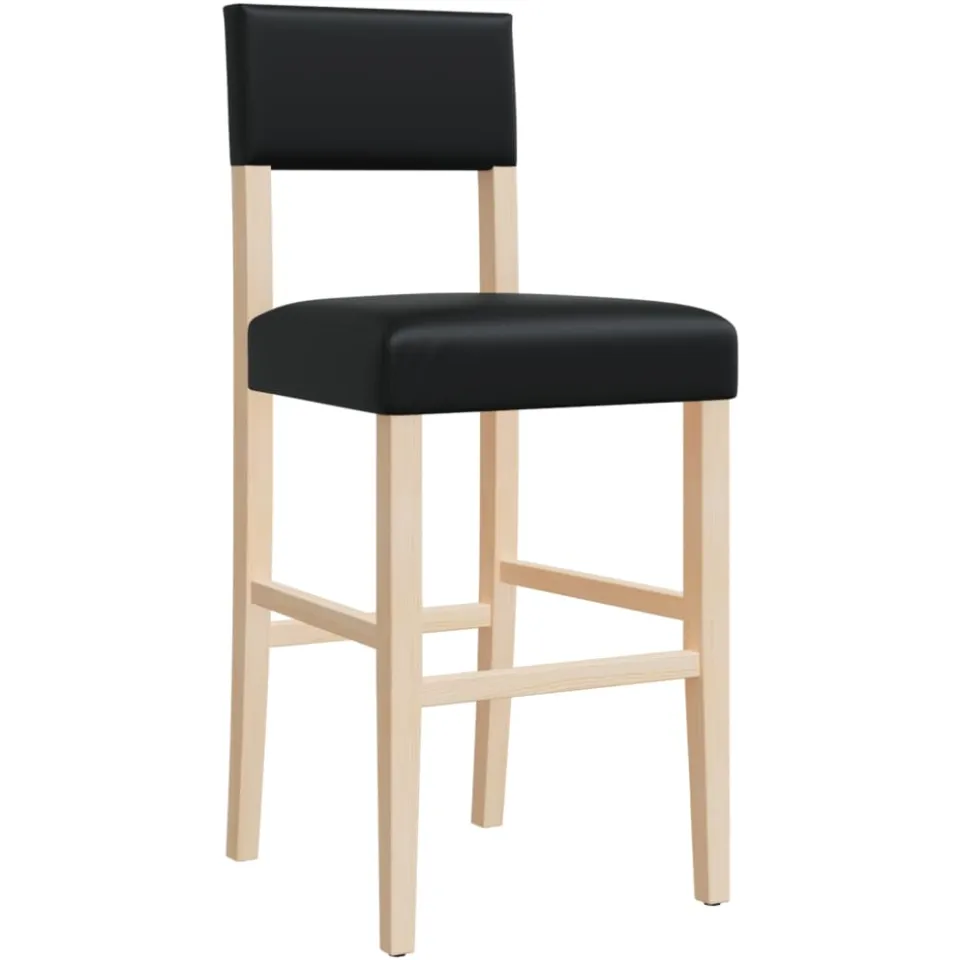 vidaXL Barstoelen 2 st massief rubberhout en kunstleer zwart, foto 4