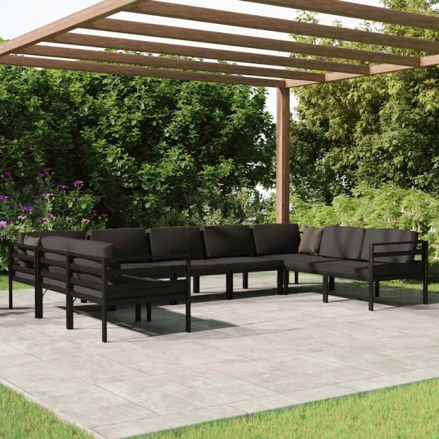 vidaXL 9-delige Loungeset met kussens aluminium antracietkleurig, foto 2