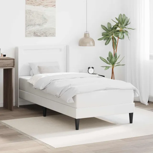 vidaXL Bedframe met matras Wit 80 x 200 cm Kunstleer
