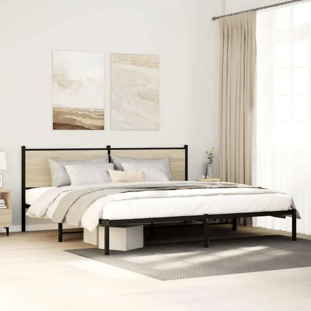 vidaXL Bedframe zonder matras metaal sonoma eikenkleurig 193x203 cm
