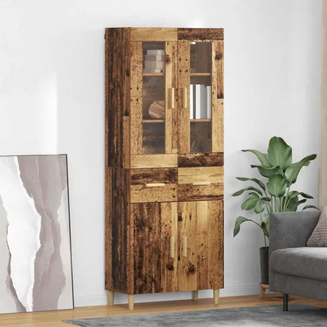 vidaXL Hoge kast Oud Hout 69,5 x 34 x 180 cm Bewerkt hout Bruin