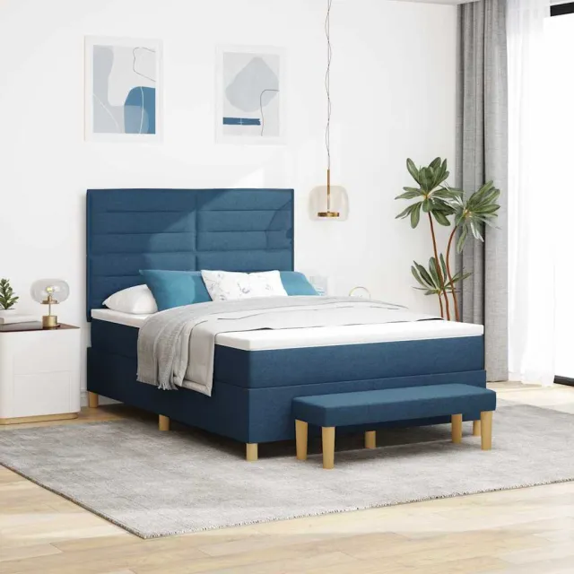 vidaXL Boxspring bed met hoofdeinde Blauw 190 x 140 cm Stof