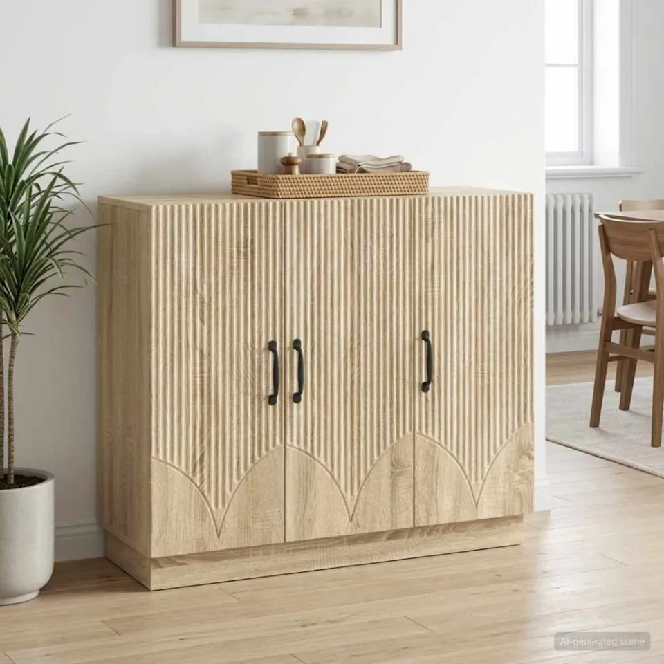 vidaXL Dressoir Sonoma Eiken 89 x 34,5 x 77 cm Bewerkt hout, foto 3