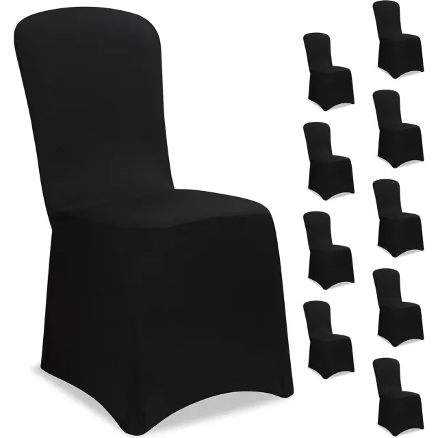 Detex Set 10 Stoelhoezen - Eetkamerstoelen Universeel Stretch - Zwart