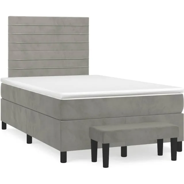 vidaXL Boxspring met matras fluweel lichtgrijs 120x190 cm grijs