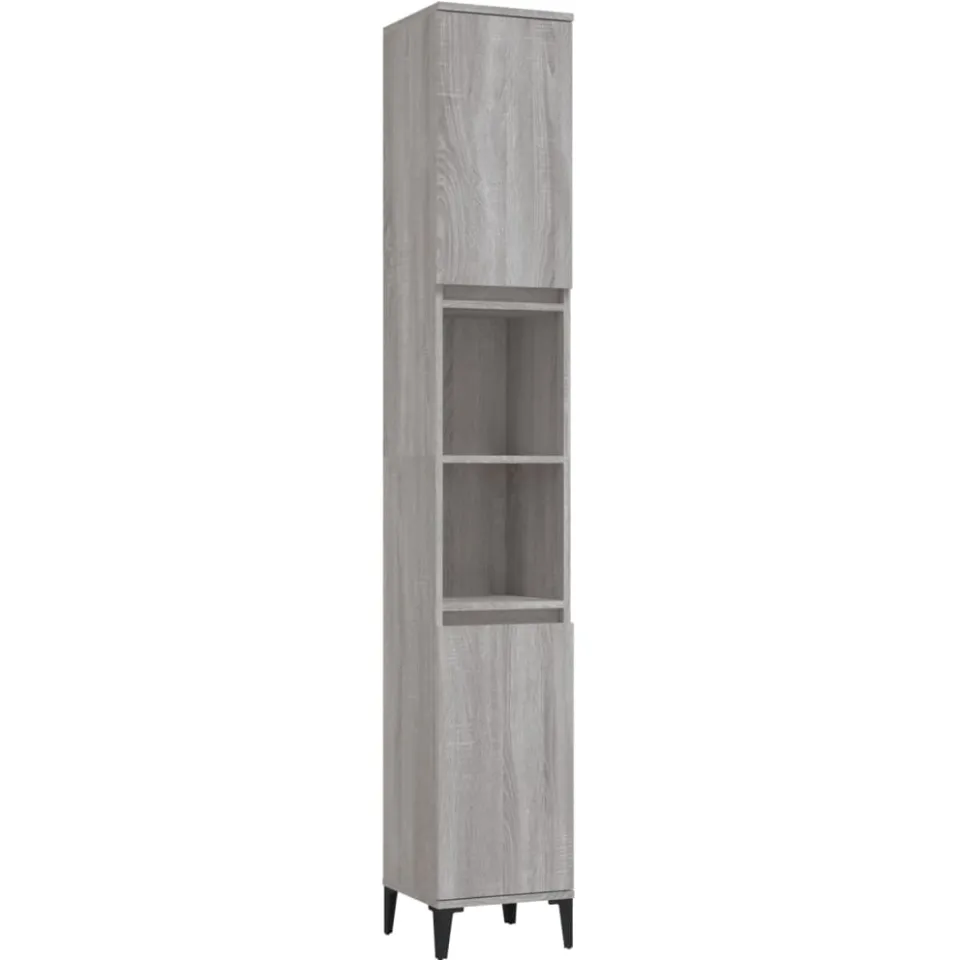 vidaXL 3-delige Badkamermeubelset bewerkt hout grijs sonoma eikenkleur, foto 4