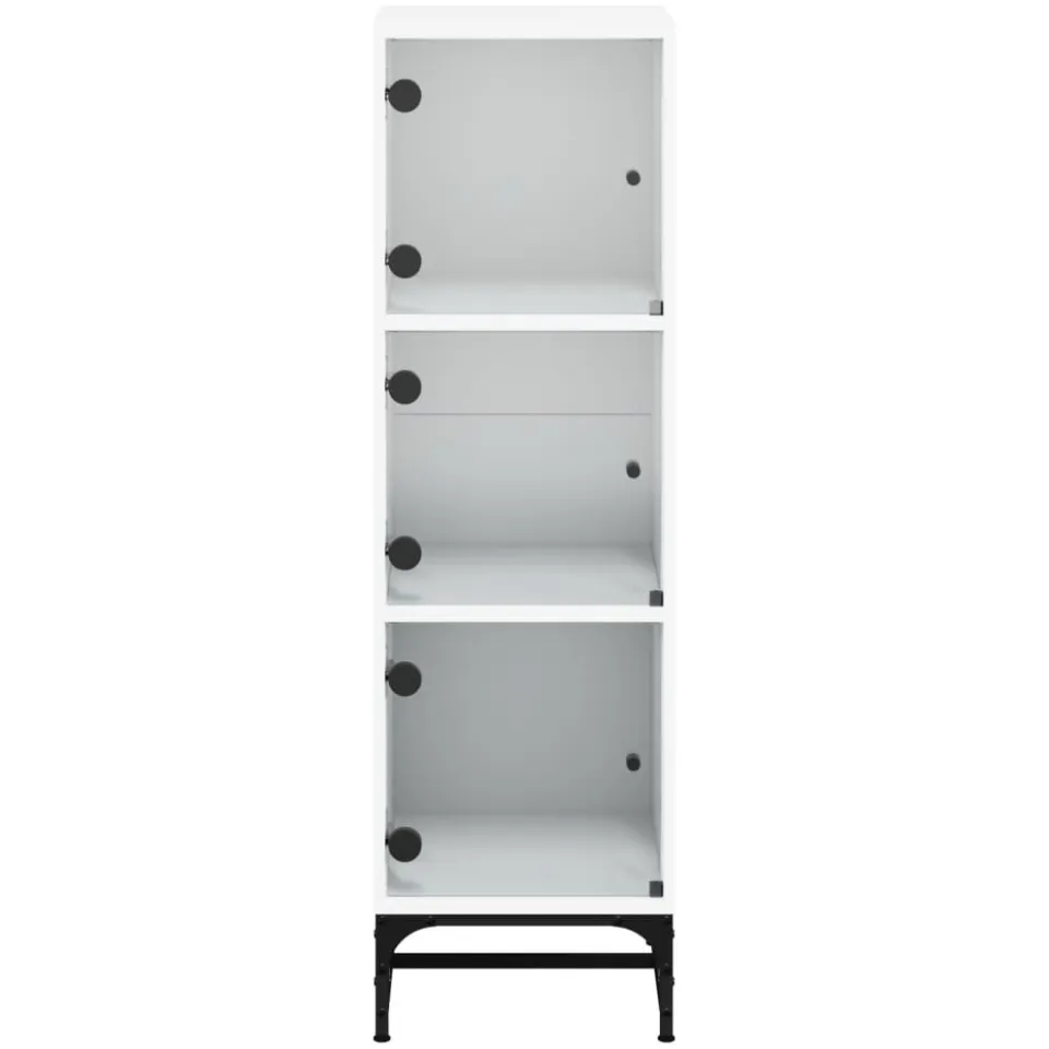 vidaXL Hoge kast met glazen deuren 35x37x120 cm wit, foto 4