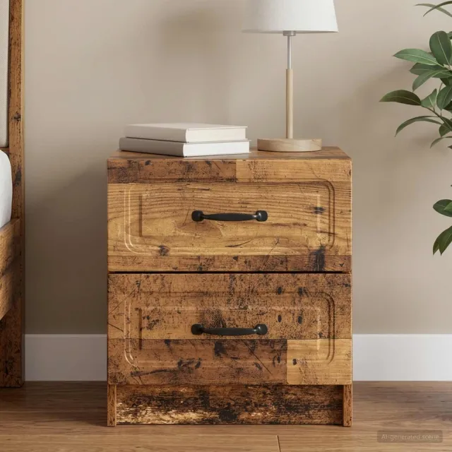 vidaXL Nachtkastje Oud hout 43 x 34,5 x 44,5 cm Bewerkt hout bruin, foto 2