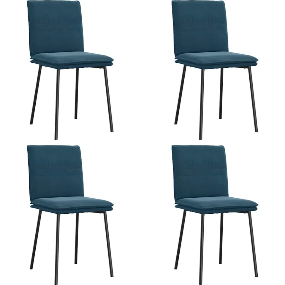 vidaXL Eetkamerstoelen 4 st fluweel blauw, foto 3
