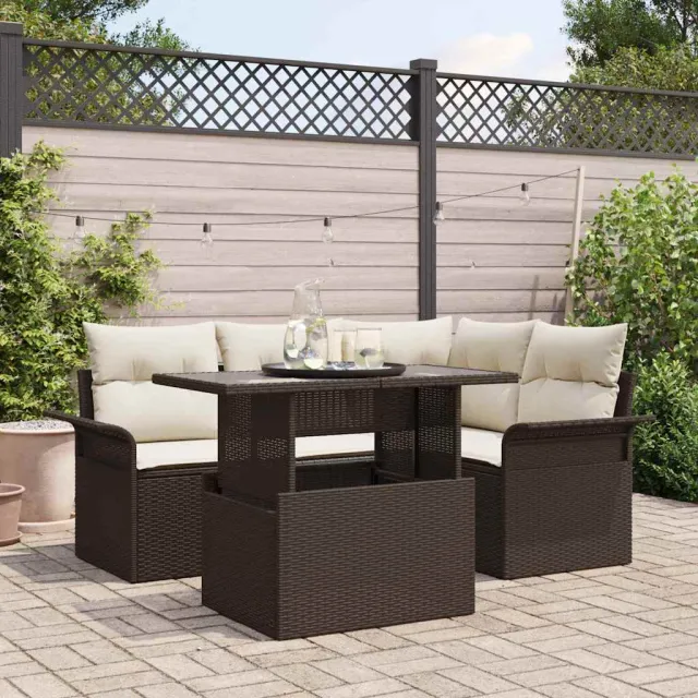 vidaXL Tuin Sofa Set 5 st Bruin poly rattan, foto 2