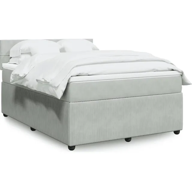 vidaXL Boxspring met matras fluweel lichtgrijs 140x190 cm grijs