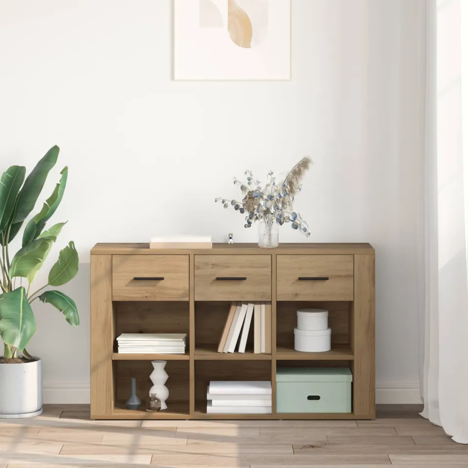 vidaXL Dressoir Artisan Eiken 100 x 30 x 59,5 cm Bewerkt hout, foto 4