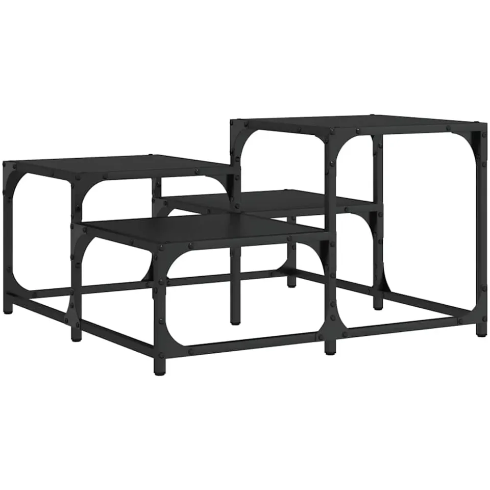 vidaXL Salontafel 68x68x40 cm bewerkt hout zwart, foto 3