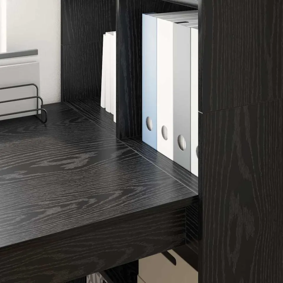 vidaXL Bureau Zwart Eiken 122 x 67 x 145 cm Bewerkt hout, foto 4
