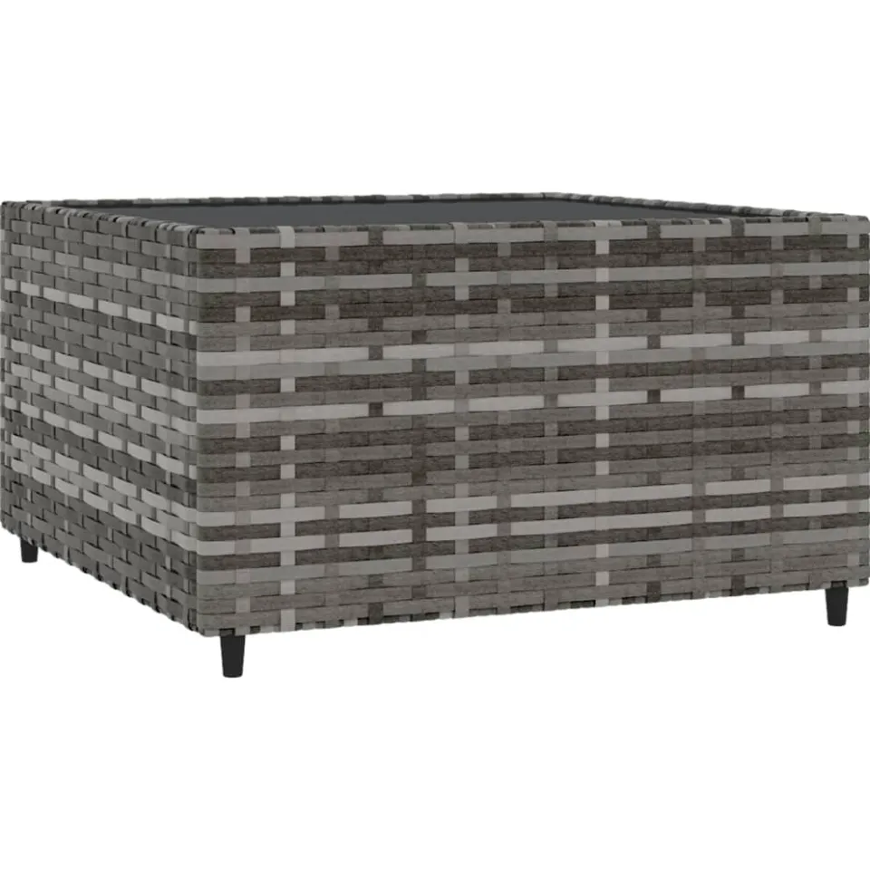 vidaXL Salontafel tuin vierkant 50x50x30 cm poly rattan grijs, foto 3