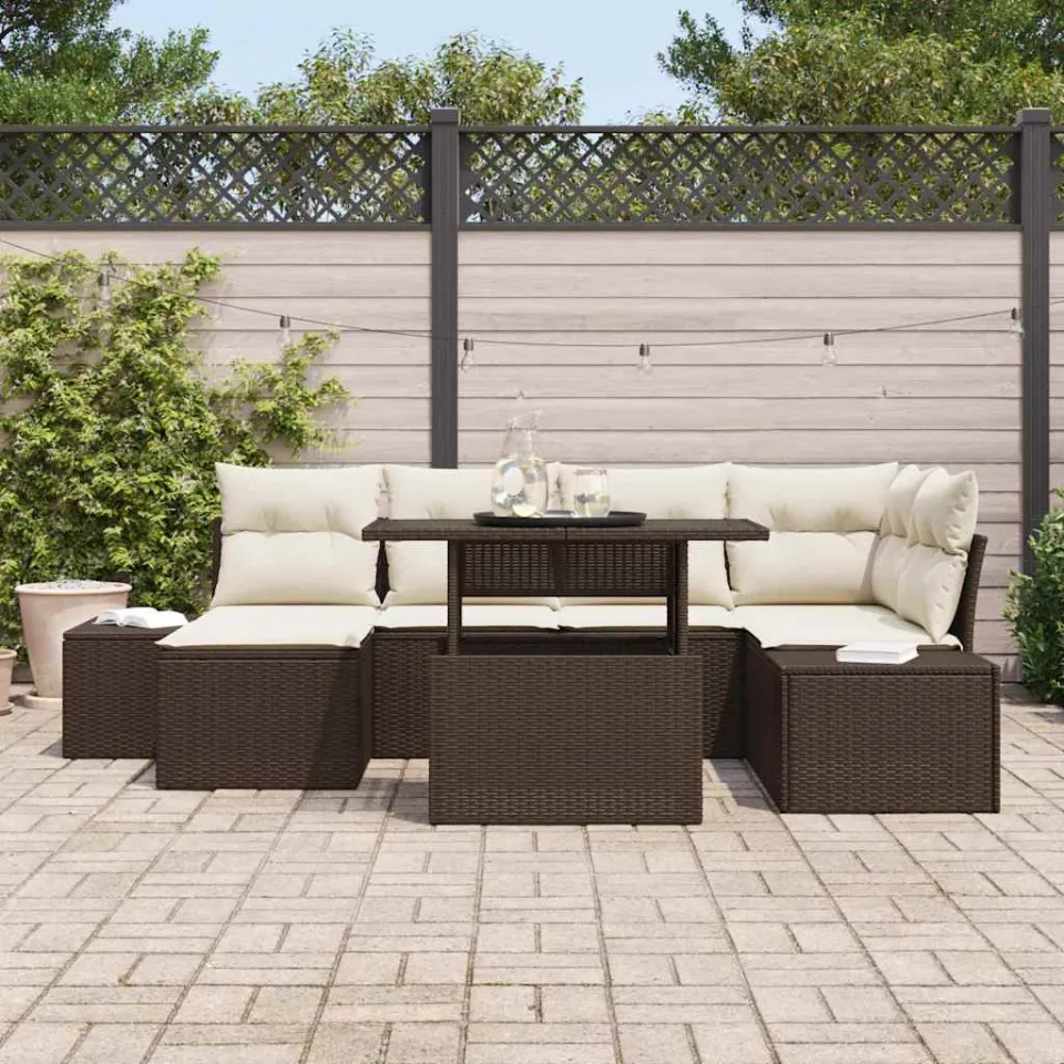vidaXL Tuin Sofa Set 7 st Bruin poly rattan, foto 3